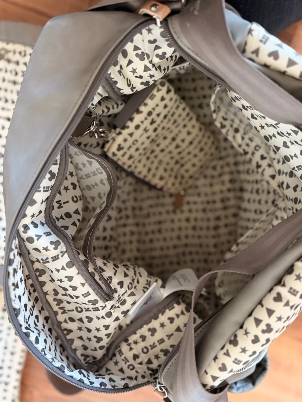 Petunia Pickle Bottom Mickey Outline Diaper Bag in Sage Gray
